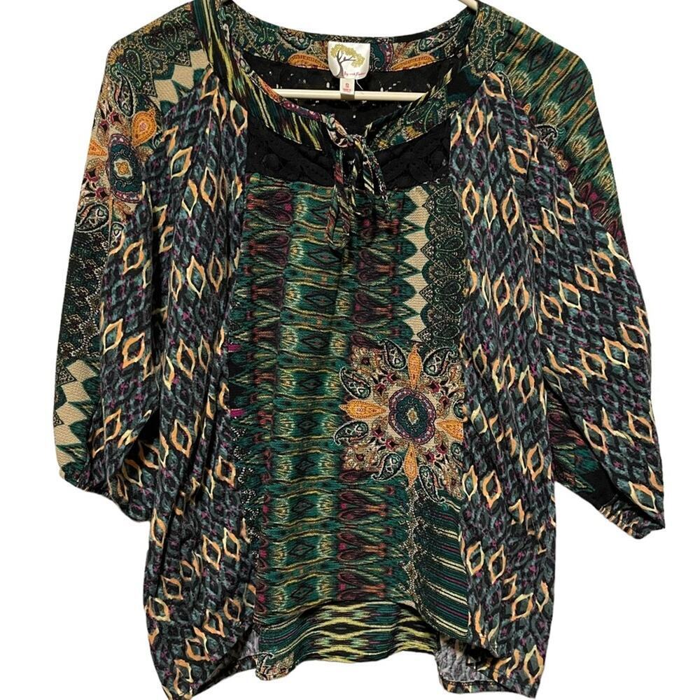 Fig & Flower‎ Patterned Bohemian 3/4 sleeve shirt